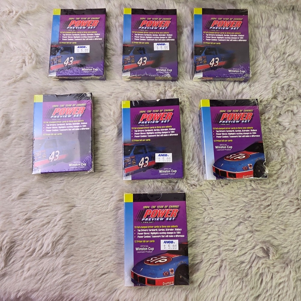 Lot of 7 1994 Pro Set Power Preview NASCAR Sealed Factory Sets Earnhardt